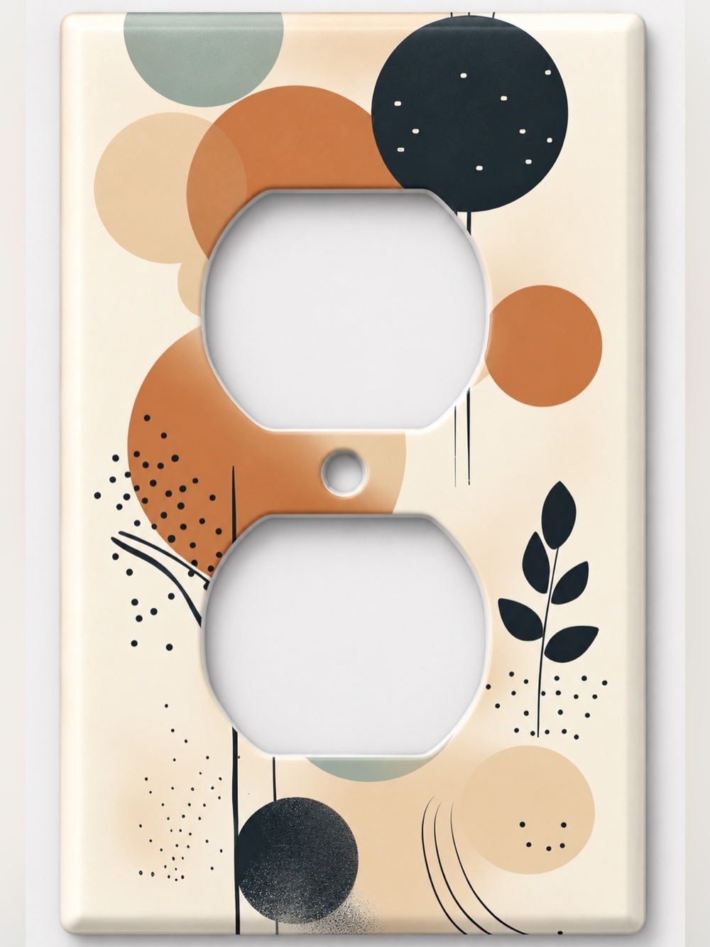 Handmade Mid Century Modern Abstract Duplex Outlet Cover Plate